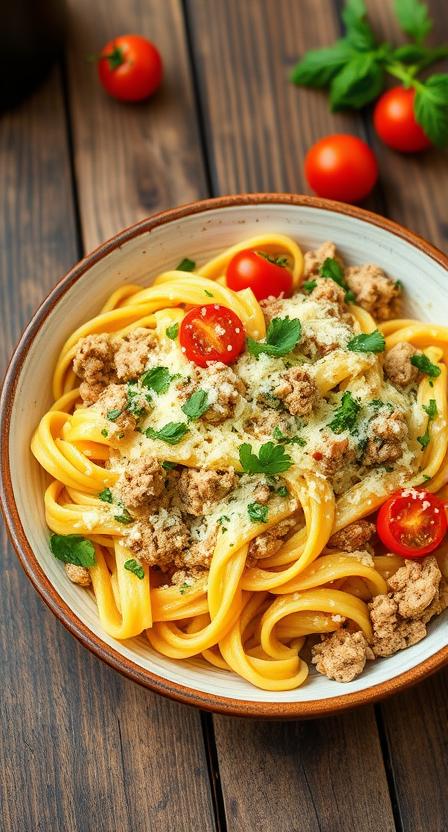 Cheesy Ground Turkey Pasta